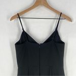 Eliza J Black Crepe V-Neck Midi Dress Spaghetti Straps Front Slit Empire Waist 4 Photo 6