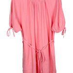 Vineyard Vines Martha's Vineyard Bow Sleeve Tie Waist Linen Dress Pink Large Photo 0