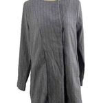 Nu New York Gray Pinstripe Wool Collarless Blazer Jacket Snap Closure S/M Photo 0