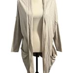 PACT Wmns Beige Organic Cotton Ribbed Sleeve Open Front Cardigan Sweater Sz M/L Tan Size L Photo 0