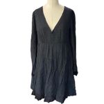 Urban Outfitters Black Long Sleeve V neck Swiss dot Dress Size small NEW Photo 2