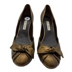 Pedro Miralles Womens Bronze Bow Rounded Toe Heels Pumps Shoes Size 9 Brown Photo 1