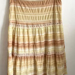 Vintage Tiered Maxi Skirt, Cottagecore Boho Prairie Y2K‎ Hippie Large Yellow Photo 0