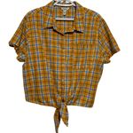 Arizona Jeans Arizona Jean‎ Co Yellow Blue Plaid Short Sleeve Button Front Blouse Size XXL Photo 0