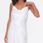 Forever 21 Satin leopard print creme white midi dress size large L Photo 0