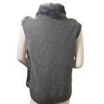 Dressbarn Vest Women's Size Medium Full Zip Faux Fur Cable Knit Turtle Neck Gray Photo 1