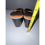 BCBGirls  Wedge Flip Flop Sandals Sz 8 Brown Rainbow Platform Heel Leather Y2K Photo 8