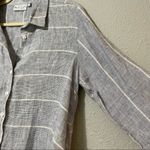 Habitat  Blue Striped Linen Button Down Lagenlook Shirt Womens S Casual Beachy Photo 5