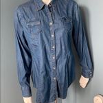 Soft Surroundings  Chambray Button Down Shirt Med Photo 0