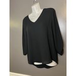 Hippie Rose  Shirt Womens Medium Black V-Neck 3/4 Sleeve High-Low Hem HT-0226M Photo 4