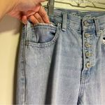 We The Free  Distressed High Rise Light Wash Button Fly Jeans Straight Raw Hem 24 Photo 2