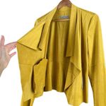 Bagatelle  Faux Suede Drape Moto Jacket Blazer Open Front Yellow, Size‎ Small Photo 10