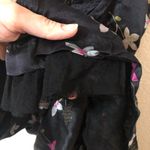 Free People  Black Floral V-Neck Knee Length Silk Dress - XS Photo 4