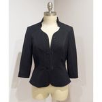 White House | Black Market  Women's Black 3/4 Sleeve Cropped Peplum Blazer Size 4 Photo 3