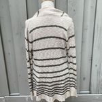 Pink Rose Cotton Blend Shawl Collar Cardigan In Oatmeal & Olive Stripe Size L Photo 1