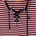 Ralph Lauren Polo Mini Shirt Dress Red Navy Stripe Tie Neck Preppy Size Small Photo 8
