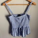 Forever 21 drawstring floral smocked cami small periwinkle NWT Photo 0