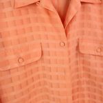 Liz Baker  14 Collared Flap Button Pocketed Squares Pattern Top 14 Plus in Orange Photo 2