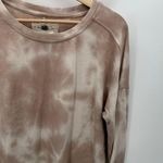 cupio  Top Women MEDIUM Brown White Tie Dye Long Sleeve Crew Neck Pullover Photo 2