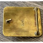 Navajo Yellow Brass Turquoise Women’s Belt Buckle Flower Engraved Signed ER Gold Photo 8