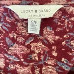Lucky Brand Women Top S Maroon Floral Ruffle Cuff High Low Hem Cottage Grandma Photo 1