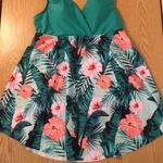 SheIn New Women’s Tankini Tropical 🌴 Palm Leaf Swimsuit Top Green Pink Size Small Photo 2