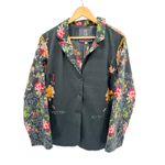 Johnny Was Pete & Greta Mono Blazer Jacket Floral Print Black L NWT Cotton Silk Photo 4