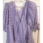 Vine & Love Vine & Love Mini Dress Tiered Babydoll Pom Dot Tie Neck Purple S Photo 2