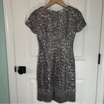 AQUA  Bloomingdale’s Sequin & Fringe Silver Pewter Short Sleeve Mini Dress Size 0 Photo 4