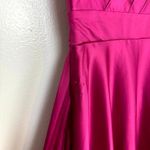 Mac Duggal One-Shoulder Long Sleeve Satin High/Low Gown in Berry Size US 0 Photo 7