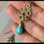 Gold tone faux turquoise fish hook earrings Photo 2