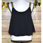 Vintage Havana Ladies Sheer Black Cropped Tank Top Size L Aztec Straps Photo 6