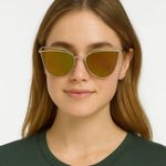 Claire’s Gold Metal Cat Eye Sunglasses with Mirrored Lenses – Women’s Photo 0