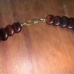Wooden Statement Bib Necklace Vintage Brown Photo 3