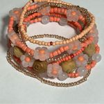 Bracelets 7 handmade beaded stretchy stackable bracelets creamy orange gold Photo 2