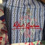 ROBERT GRAHAM Coral Blue Pink Green Paint Splattered Button Down Blouse Large Pink Photo 7