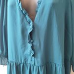 City Chic ccx Long Sleeve Green V-neck Mini Dress Size 16 Photo 2