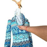 Antonio Melani Midi Bodycon Dress Size 2 Monochrome Blue Boho Print Long Sleeve Photo 10