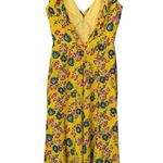 SALONI Silk Yellow Ruffle Open Back Floral Print Holly Midi Dress Size 2 Photo 4