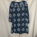 Loft ANN TAYLOR SIZE MEDIUM Blue White Smocked Dress medallion paisley design Photo 9