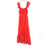 Rewind Orange Whimsical Tiered Textured Fluttered Sleeve Maxi  Dress Size XS Photo 2