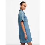 Madewell  Denim Popover Dress Robertson Wash Blue Shift Pockets Casual XS NWT Photo 3