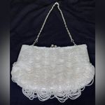 Beaded Evening Party Wedding White‎ Handbag Purse Chain Strap Kiss Lock Closure White Photo 4