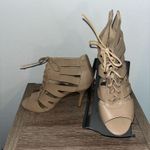 X-Appeal Chic Feminine Beige Tan Peep Toe Cut Out Lace Up 4-Inch Heel Shoes Sz 8 Photo 9