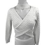 superdown White Cable Knit Long Sleeve Criss Cross Cropped Sweater Top Size M Photo 0