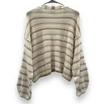 American Eagle  Cream & Tan Striped Knit Long Sleeve Button Cardigan Sz M NEW‎ Photo 3