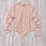 Women's Plus Size Beige Long Sleeve Mock Neck Bodysuit 1X Tan Photo 0