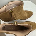 Nine West  Freeport Western Suede Leather Ankle Booties Size 8 Camel Tan Studded Photo 6