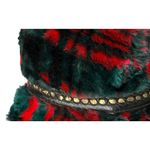 Vintage Red Green Black Tartan Plaid Faux Fur Fedora Hat Size M 1960s 1970s Photo 3