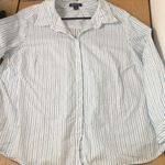 Womens Roaman’s Collared Dress Shirt Striped White Blue Size 24W Photo 5
